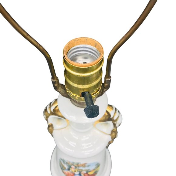 Vintage Glazed Gilded Porcelain Lamp, Table Lighting Decor, Classic French Victo - Picture 6 of 12